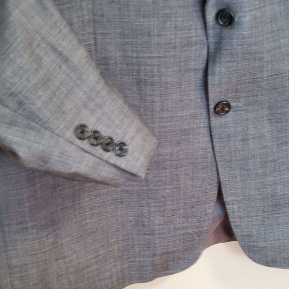 CHAPS Mens Blazer Sport Coat Jacket 46L Wool Gray Two Button SB Office Wedding - Picture 3 of 12